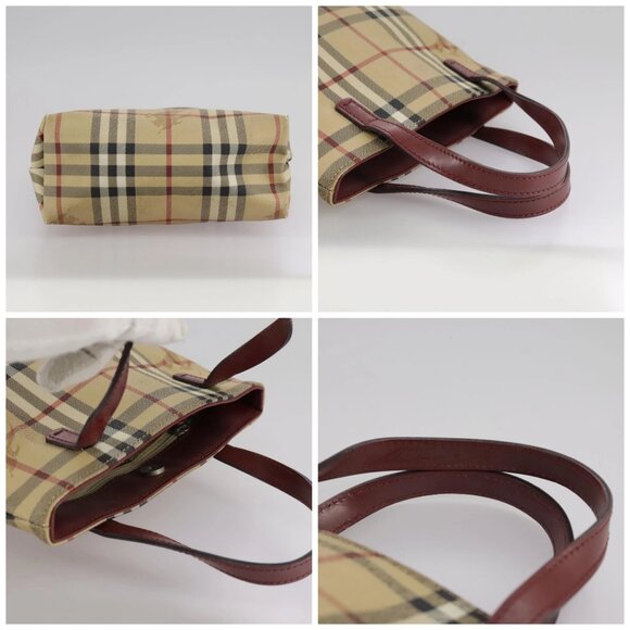 BURBERRY Nova Check Hand Bag PVC Leather Beige Auth 105625 - Picture 14 of 16